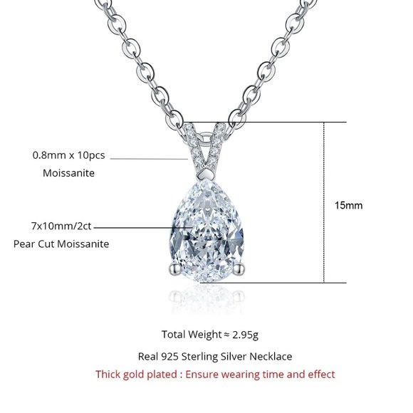 Certified 2ct. t.w. Moissanite Diamond Teardrop Necklace - Picture 4 of 14